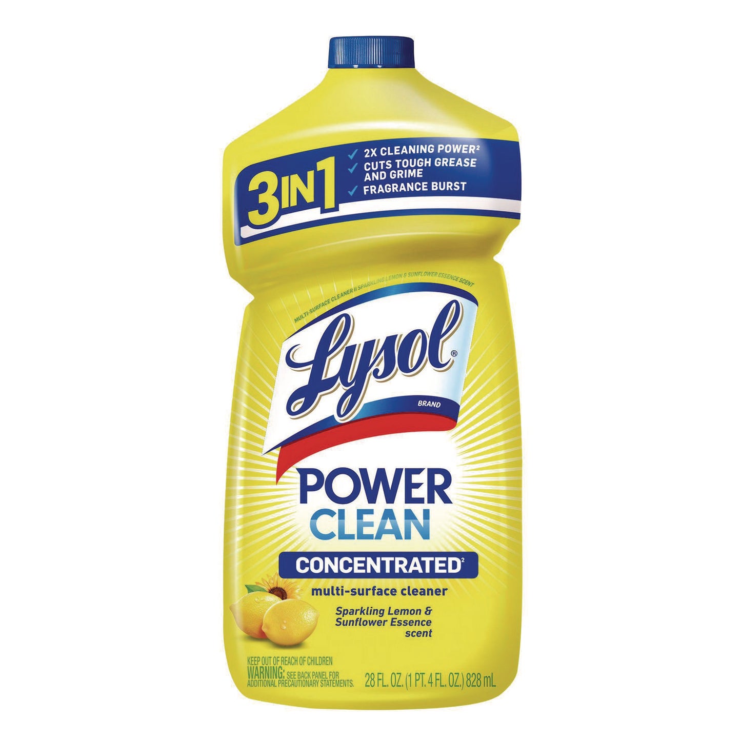 LYSOL® Brand Power Clean Concentrated Multi-Surface Cleaner, Lemon and Sunflower Essence, 28 oz Pour Bottle (RAC82513EA)
