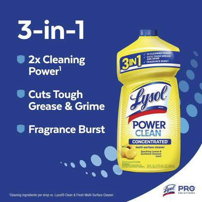 LYSOL® Brand Power Clean Concentrated Multi-Surface Cleaner, Lemon and Sunflower Essence, 28 oz Pour Bottle (RAC82513EA)