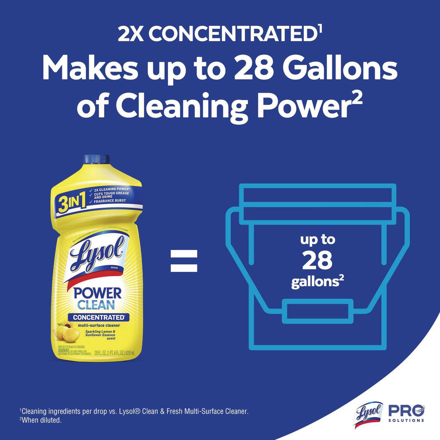 LYSOL® Brand Power Clean Concentrated Multi-Surface Cleaner, Lemon and Sunflower Essence, 28 oz Pour Bottle (RAC82513EA)