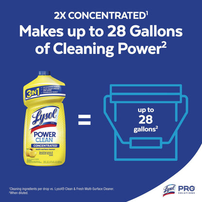 LYSOL® Brand Power Clean Concentrated Multi-Surface Cleaner, Lemon and Sunflower Essence, 28 oz Pour Bottle (RAC82513EA)