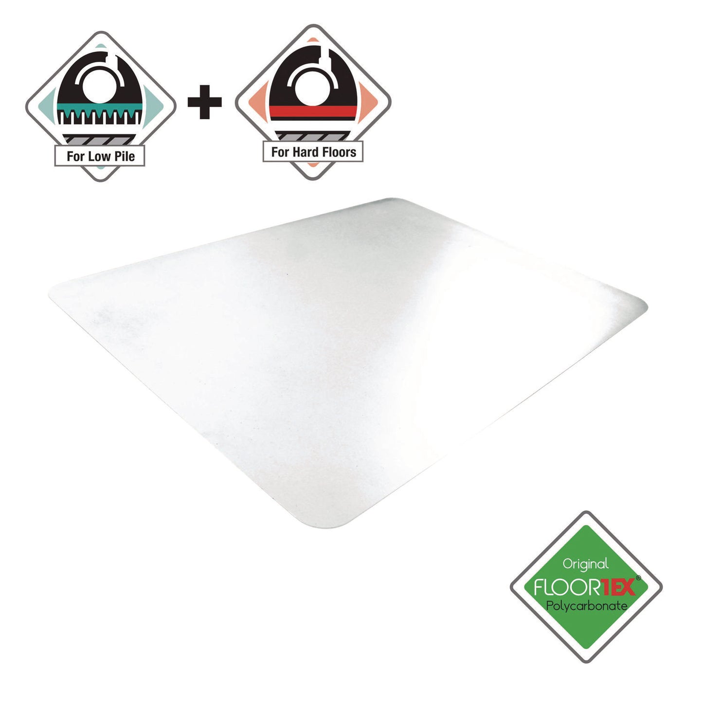 Floortex® Cleartex Unomat Anti-Slip Polycarbonate Chair Mat for Flat Pile Carpeted and Hard Floors, Rectangular, 35" x 47", Clear (FLRNRCMFLPD0003)