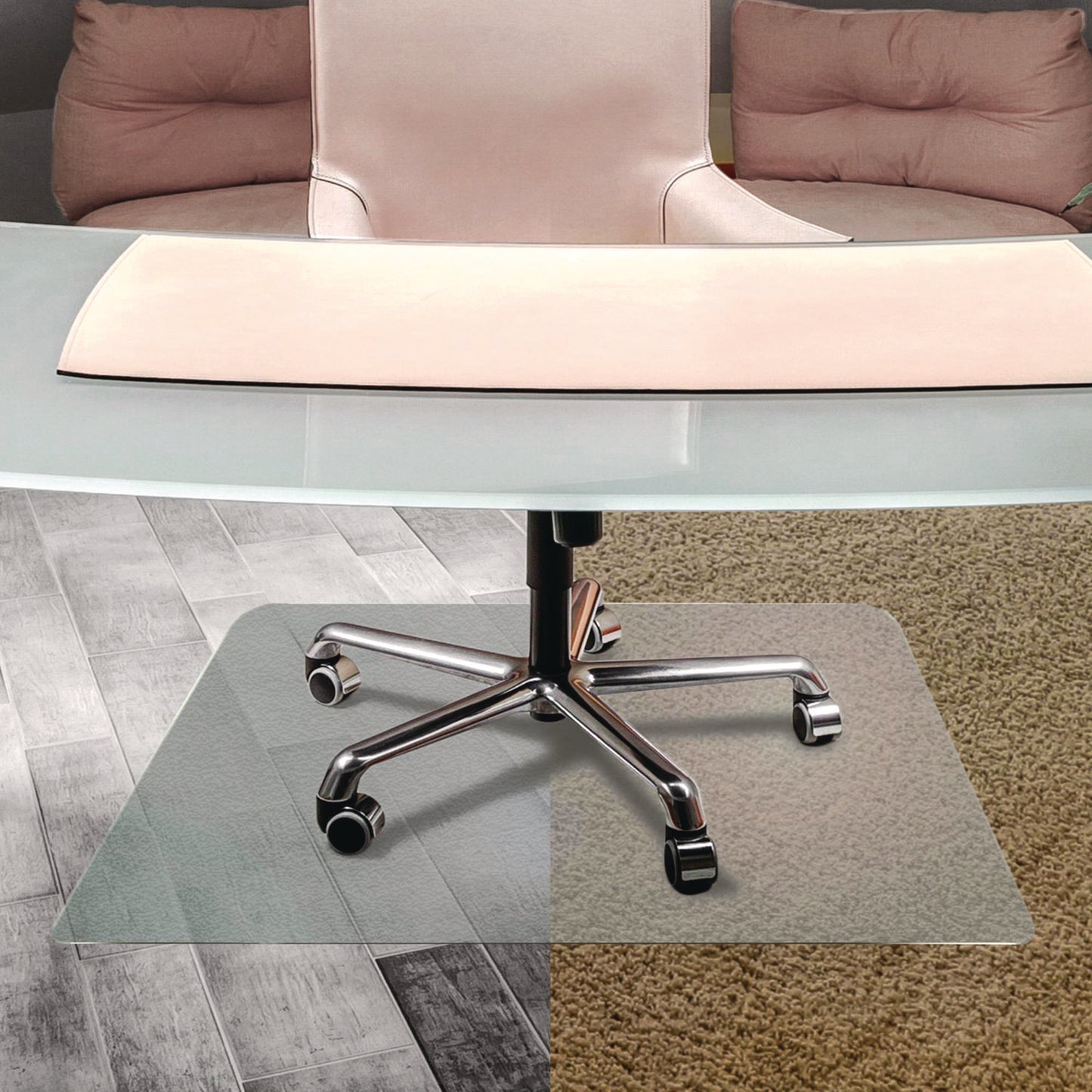 Floortex® Cleartex Unomat Anti-Slip Polycarbonate Chair Mat for Flat Pile Carpeted and Hard Floors, Rectangular, 35" x 47", Clear (FLRNRCMFLPD0003)