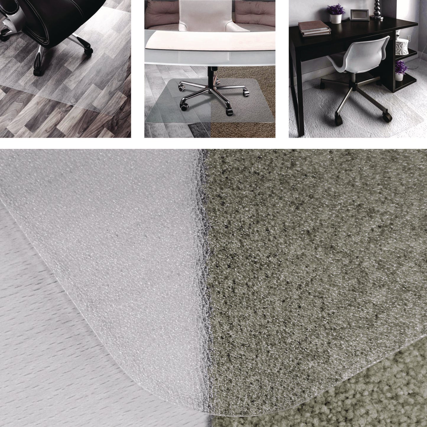 Floortex® Cleartex Unomat Anti-Slip Polycarbonate Chair Mat for Flat Pile Carpeted and Hard Floors, Rectangular, 35" x 47", Clear (FLRNRCMFLPD0003)