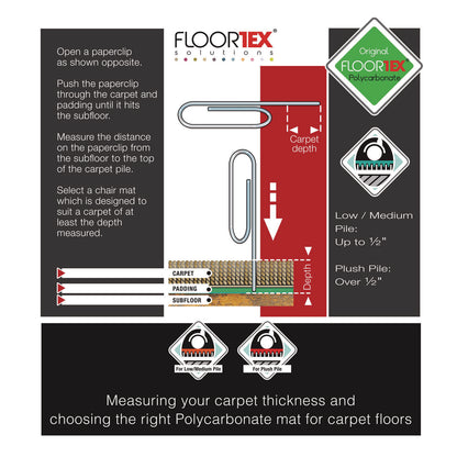 Floortex® Cleartex Unomat Anti-Slip Polycarbonate Chair Mat for Flat Pile Carpeted and Hard Floors, Rectangular, 35" x 47", Clear (FLRNRCMFLPD0003)
