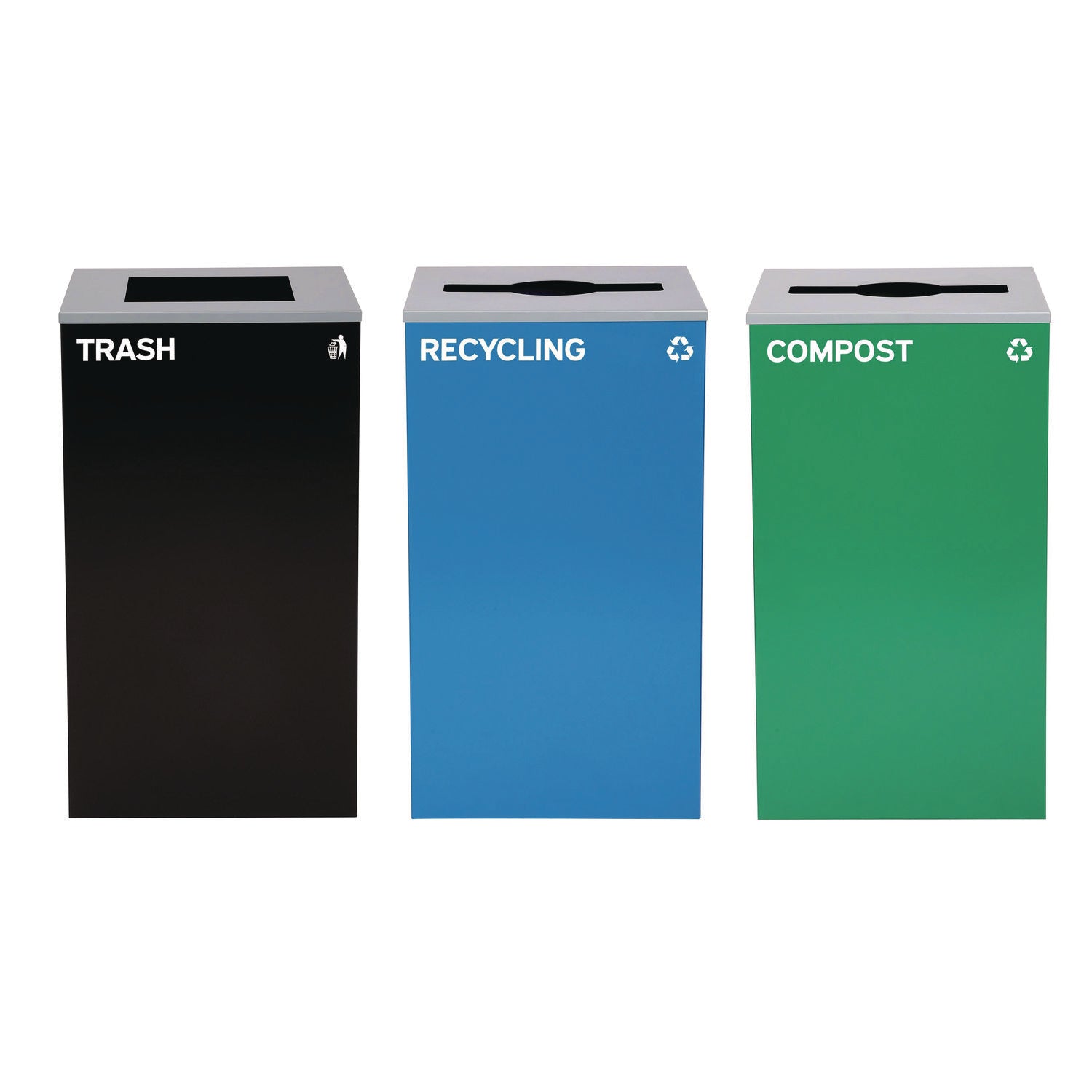 alpine-industries-29-gallon-trash-recycling-cans-steel-blue-recycling-can-and-green-compost-can-w-mixed-lids-black-trash-can-with-square-lid-alh4450blkkit27_1