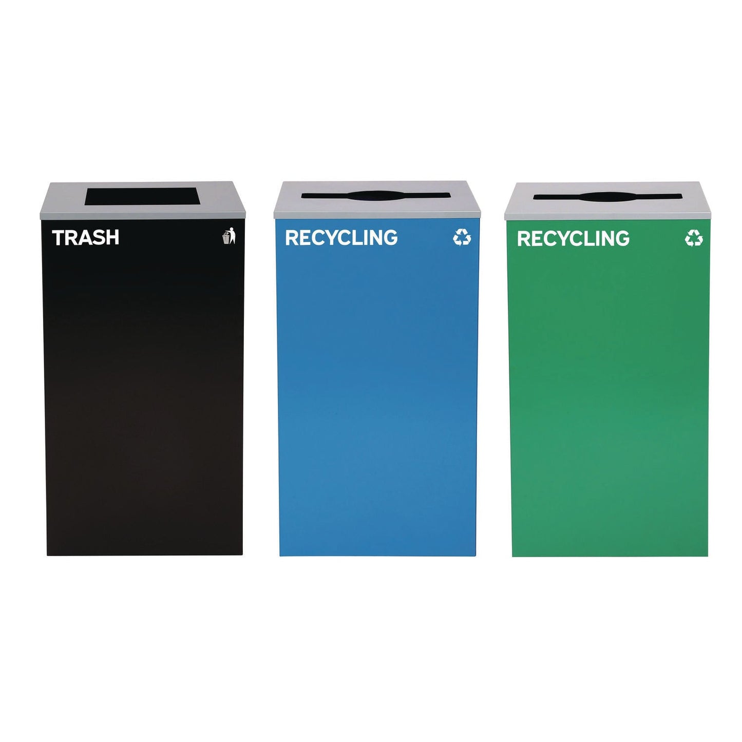 alpine-industries-29-gallon-trash-recycling-cans-steel-blue-recycling-can-and-green-recycling-can-w-mixed-lids-black-trash-can-w-square-lid-alh4450blkkit30_1