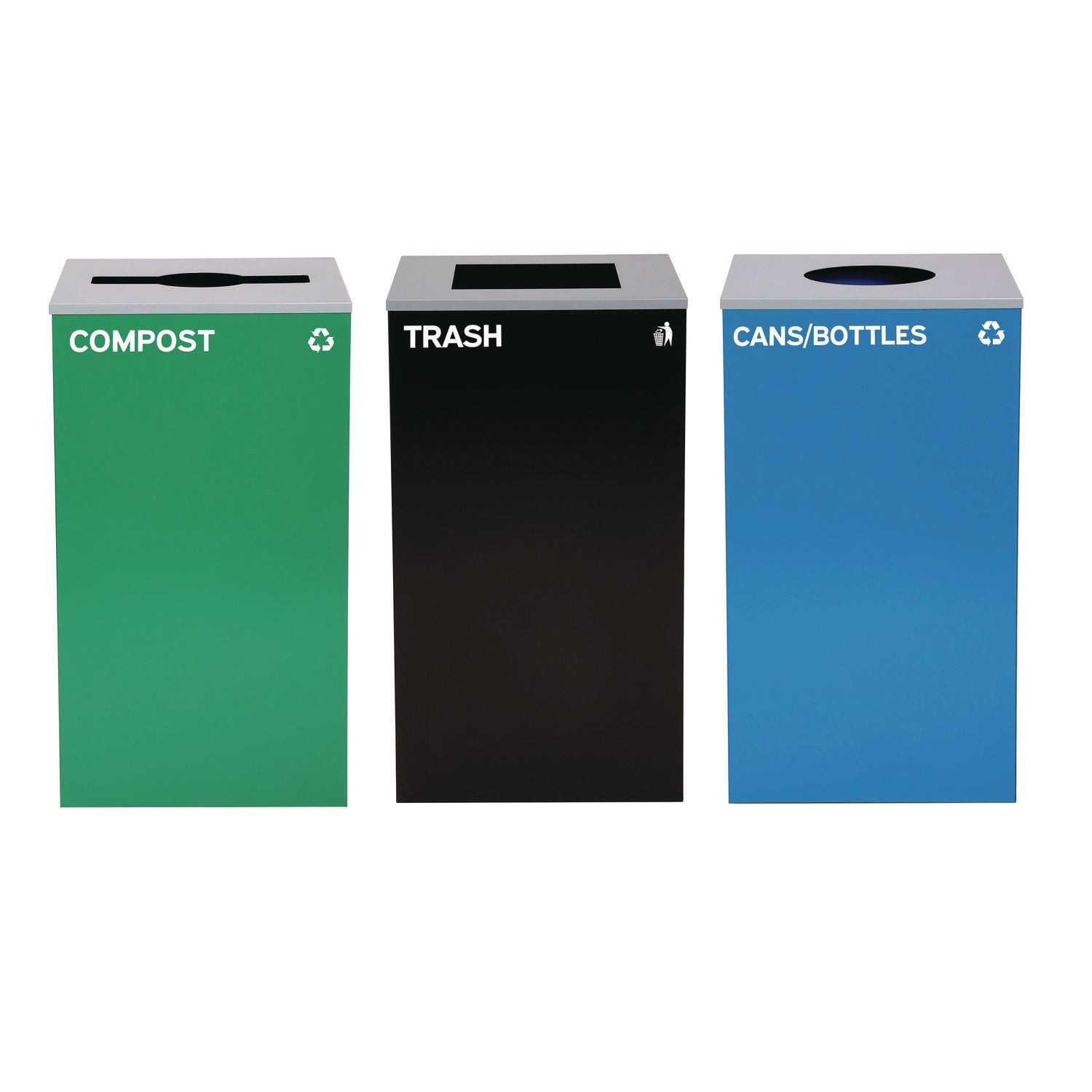 alpine-industries-29-gallon-trash-recycling-cans-steel-blue-cans-bottles-recycling-w-circle-lid-green-compost-w-mixed-lid-bk-trash-w-sq-lid-alh4450blkkit38_1