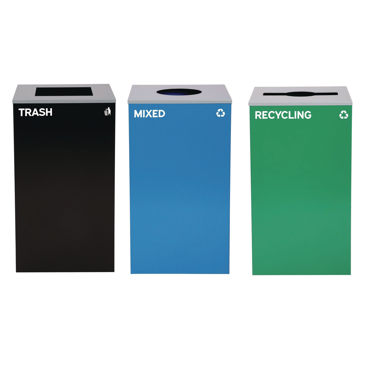 alpine-industries-29-gallon-trash-recycling-cans-steel-blue-mixed-recycling-w-circle-lid-green-recycling-w-mixed-lid-black-trash-w-sq-lid-alh4450blkkit40_1