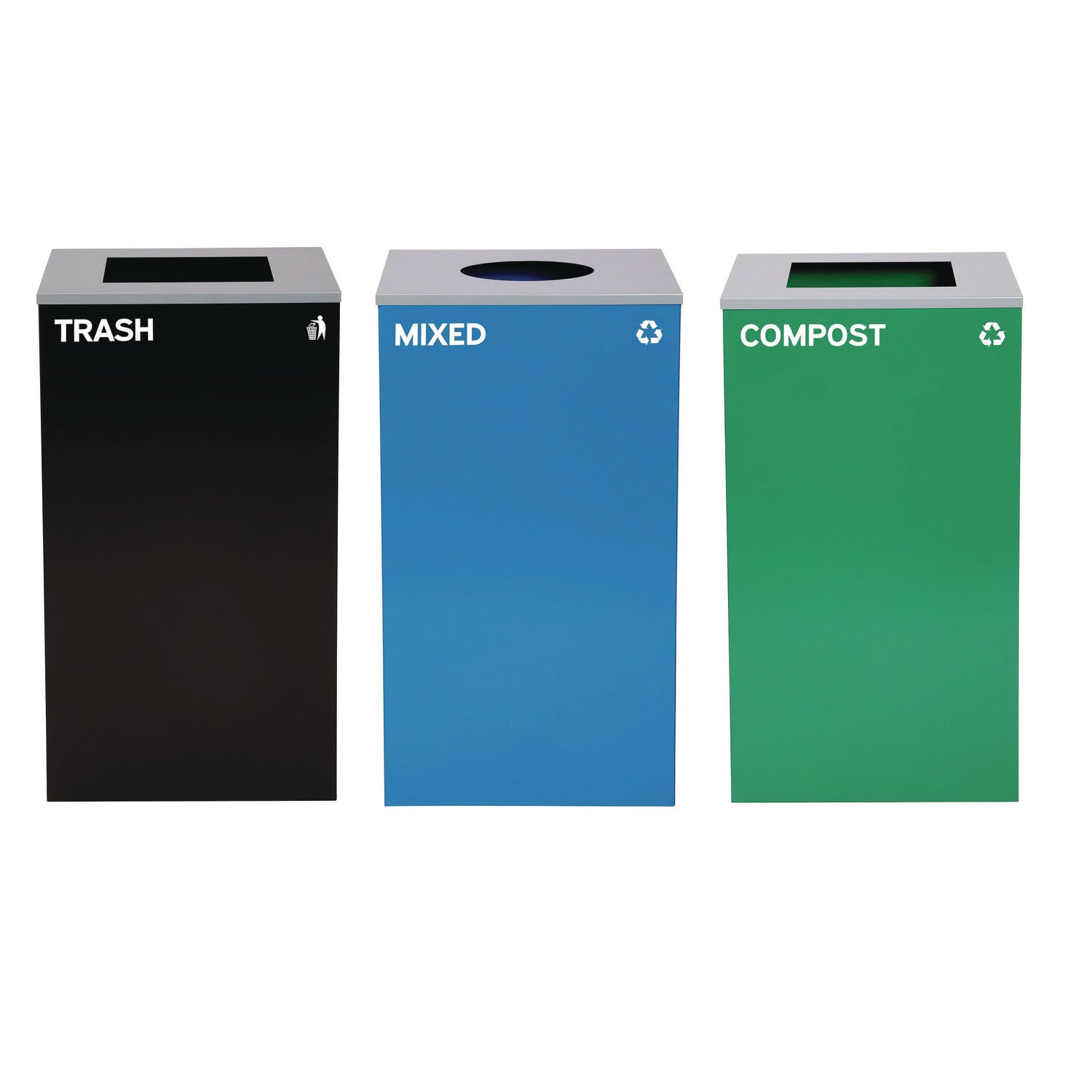 alpine-industries-29-gallon-trash-recycling-cans-steel-blue-mixed-recycling-can-w-circle-lid-green-compost-and-black-trash-cans-w-sq-lids-alh4450blkkit33_1
