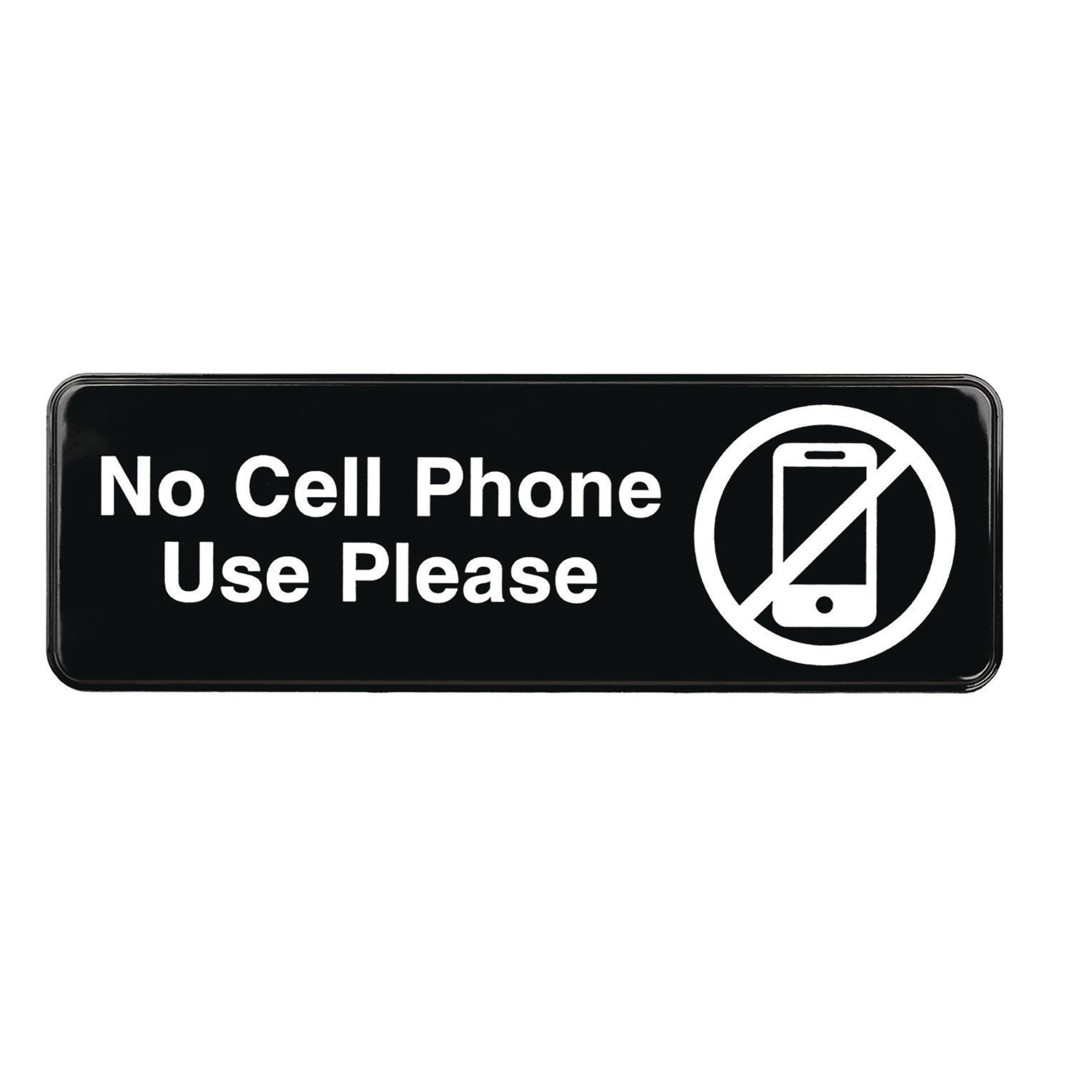 excello-global-products-r-no-cell-phone-use-please-indoor-outdoor-wall-sign-9-x-3-black-face-white-graphics-3-pack-exoegphd0266s_2