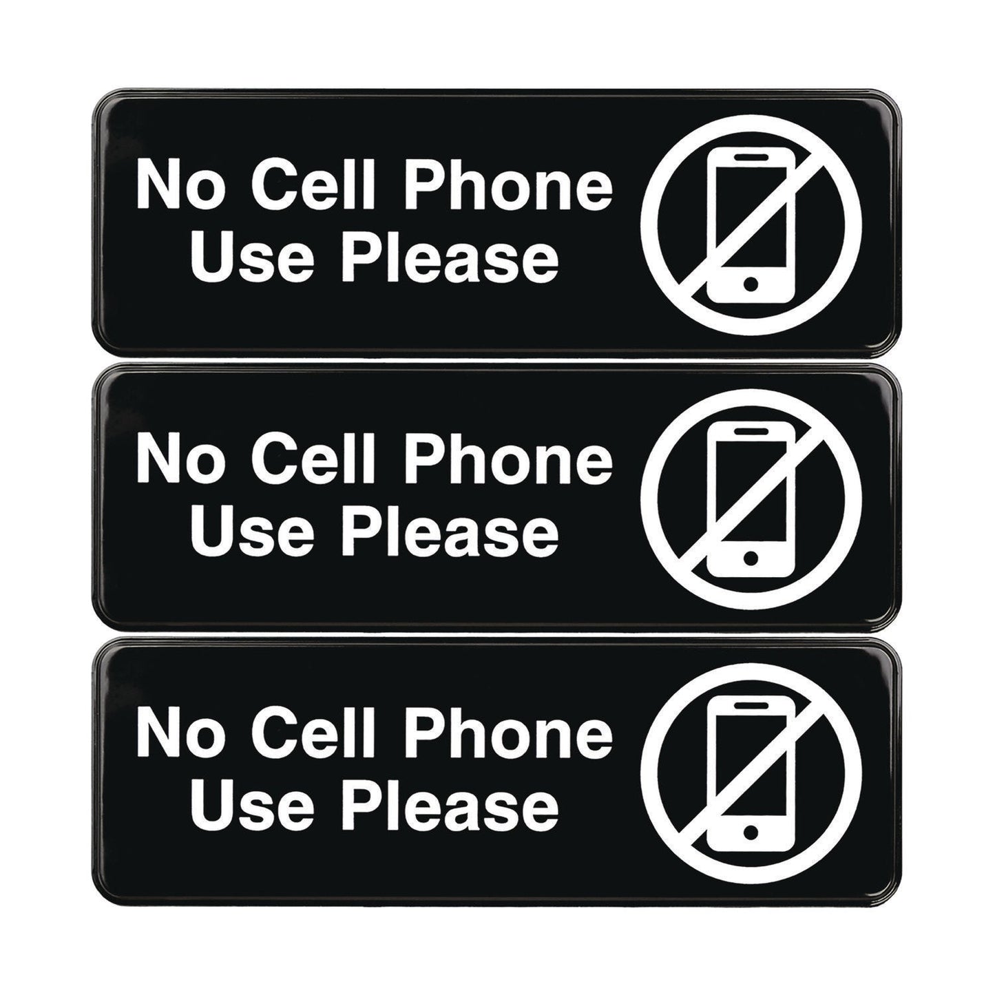 excello-global-products-r-no-cell-phone-use-please-indoor-outdoor-wall-sign-9-x-3-black-face-white-graphics-3-pack-exoegphd0266s_1