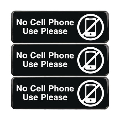 excello-global-products-r-no-cell-phone-use-please-indoor-outdoor-wall-sign-9-x-3-black-face-white-graphics-3-pack-exoegphd0266s_1