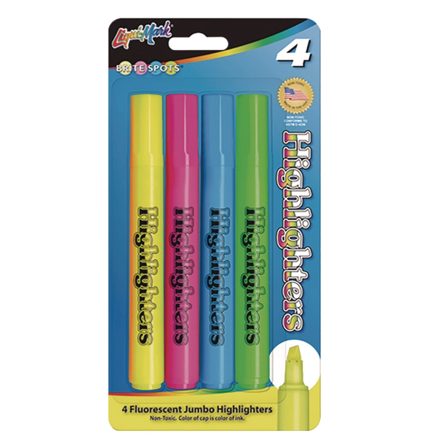 liqui-mark-r-brite-spots-tank-highlighters-assorted-ink-colors-chisel-tip-assorted-barrel-colors-4-pack-lqm41580_1
