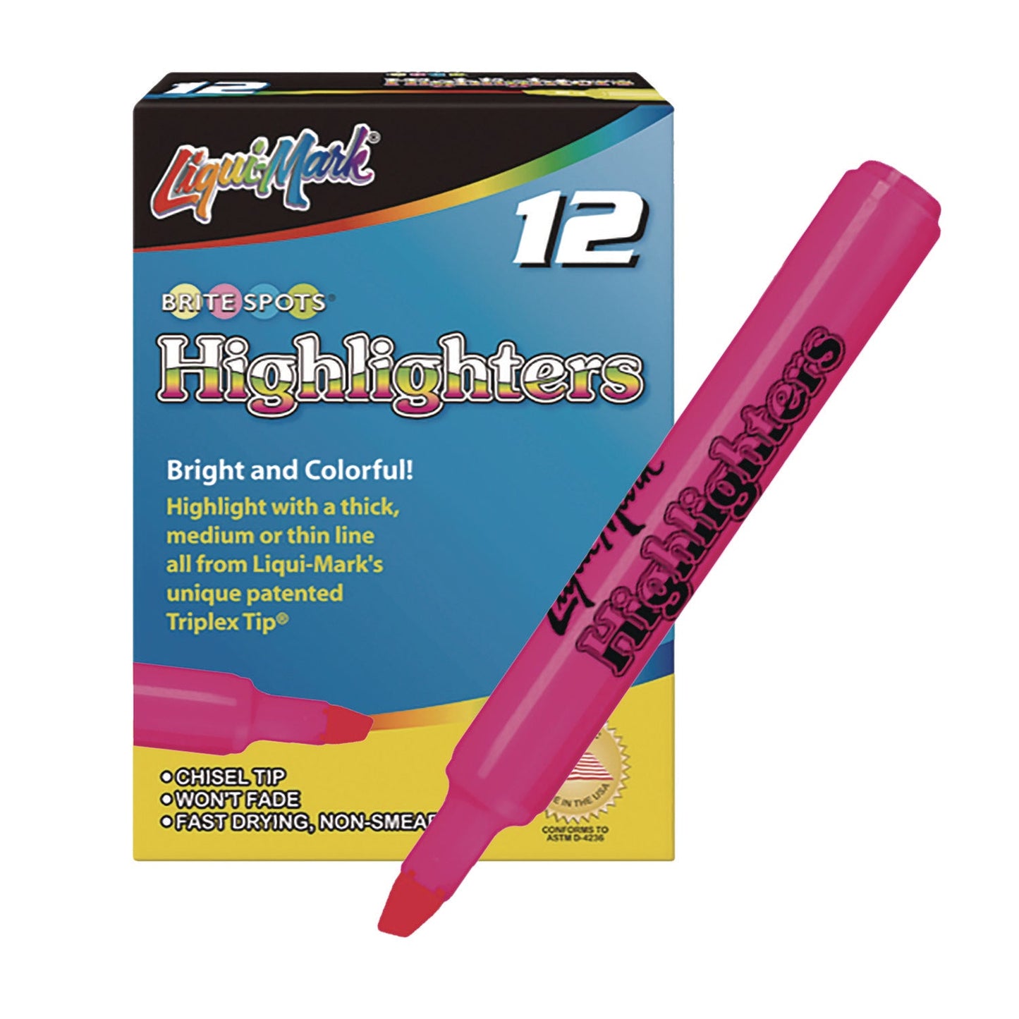 liqui-mark-r-tank-fluorescent-highlighter-pink-ink-chisel-tip-pink-barrel-dozen-lqm60622_2