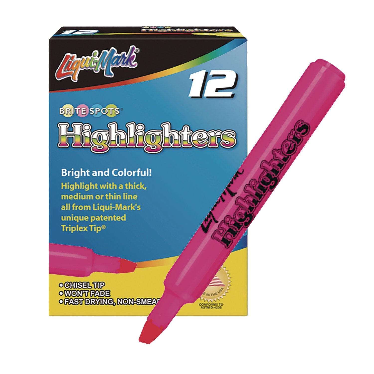 liqui-mark-r-tank-fluorescent-highlighter-pink-ink-chisel-tip-pink-barrel-dozen-lqm60622_2