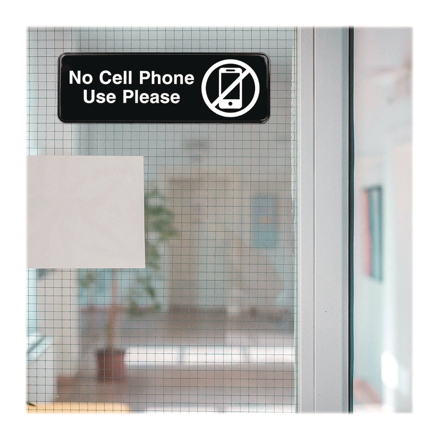 excello-global-products-r-no-cell-phone-use-please-indoor-outdoor-wall-sign-9-x-3-black-face-white-graphics-3-pack-exoegphd0266s_4