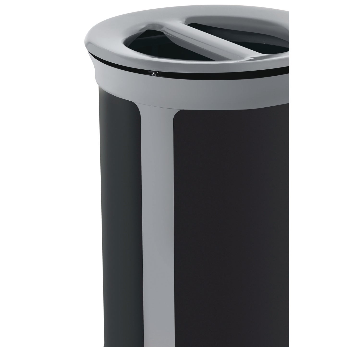 Rubbermaid® Commercial ENHANCE Series Waste Receptacle, Dual Top Hole, 23 gal, Metal, Pearl Gray/Umbra Gray (RCP2172841)