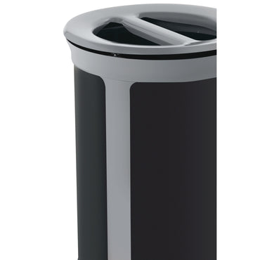 Rubbermaid® Commercial ENHANCE Series Waste Receptacle, Dual Top Hole, 23 gal, Metal, Pearl Gray/Umbra Gray (RCP2172841)