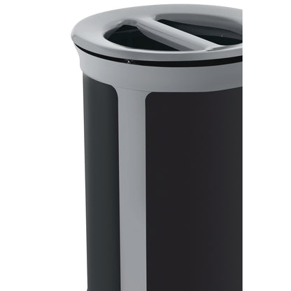 Rubbermaid® Commercial ENHANCE Series Waste Receptacle, Dual Top Hole, 23 gal, Metal, Pearl Gray/Umbra Gray (RCP2172841)