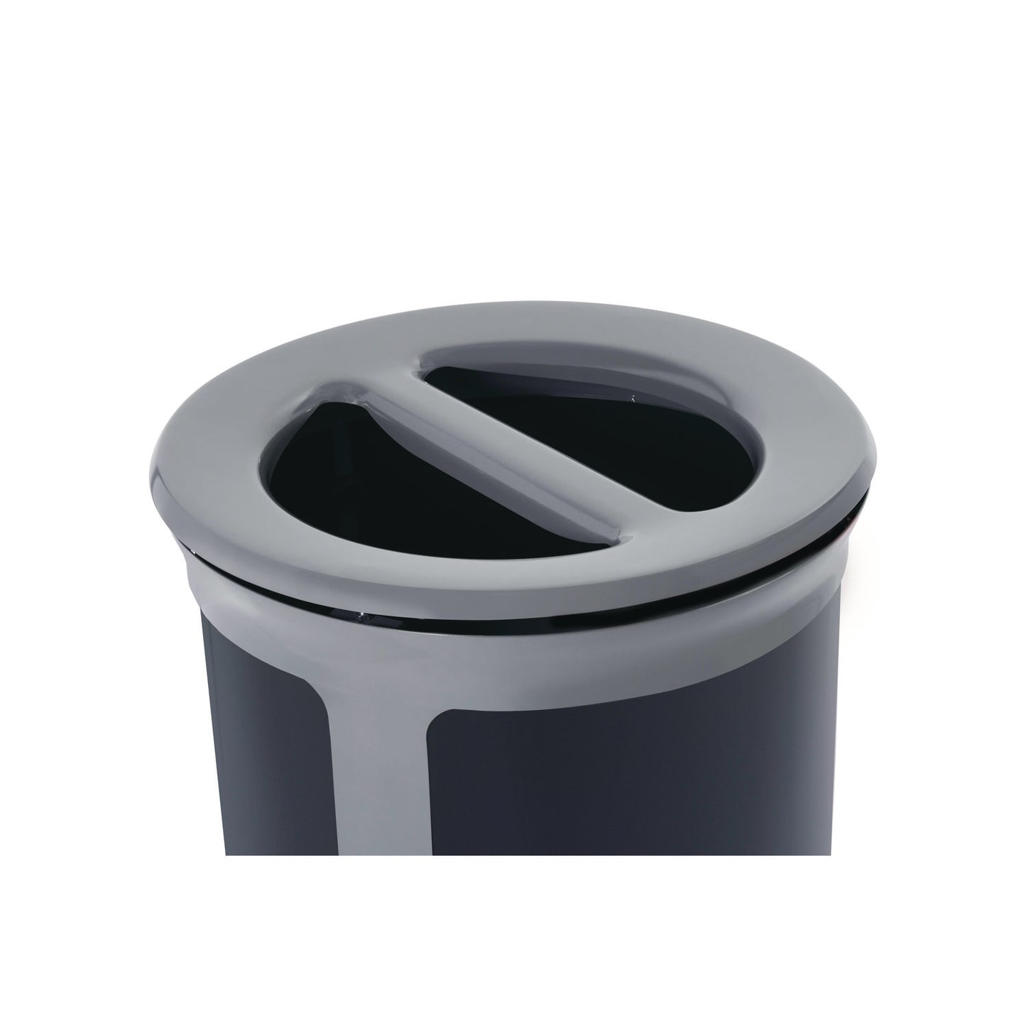 Rubbermaid® Commercial ENHANCE Series Waste Receptacle, Dual Top Hole, 23 gal, Metal, Pearl Gray/Umbra Gray (RCP2172841)