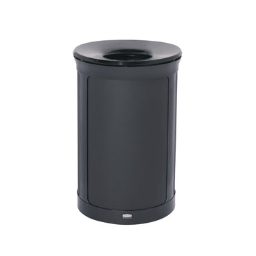 Rubbermaid® Commercial ENHANCE Series Waste Receptacle, 33 gal, Metal, Jet Black Metallic (RCP2172842)