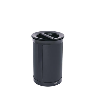 Rubbermaid® Commercial ENHANCE Series Waste Receptacle, Dual Top Hole, 23 gal, Metal, Jet Black Metallic (RCP2172844)