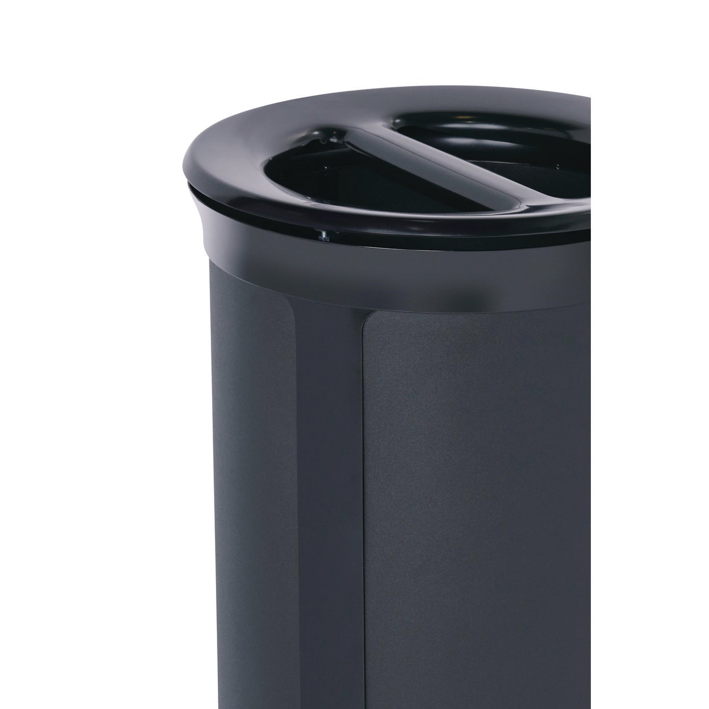 Rubbermaid® Commercial ENHANCE Series Waste Receptacle, Dual Top Hole, 23 gal, Metal, Jet Black Metallic (RCP2172844)