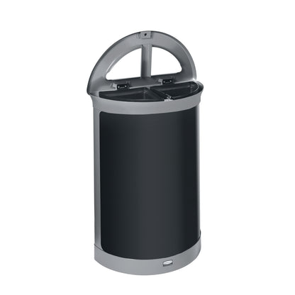 Rubbermaid® Commercial ENHANCE Series Waste Receptacle, Dual Top Hole, 11.5 gal, Metal, Pearl Gray/Umbra Gray (RCP2172846)