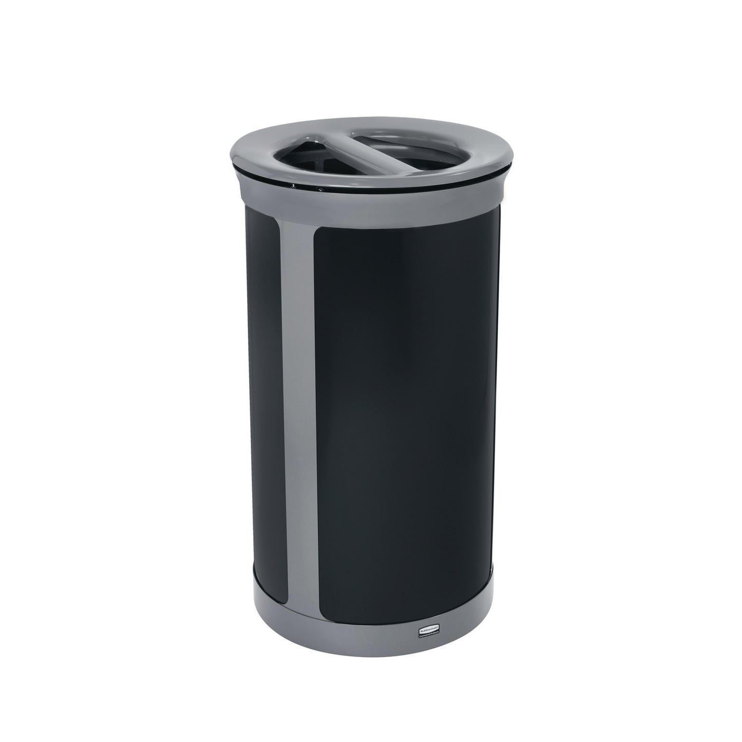 Rubbermaid® Commercial ENHANCE Series Waste Receptacle, Dual Top Hole, 33 gal, Metal, Pearl Gray/Umbra Gray (RCP2172847)