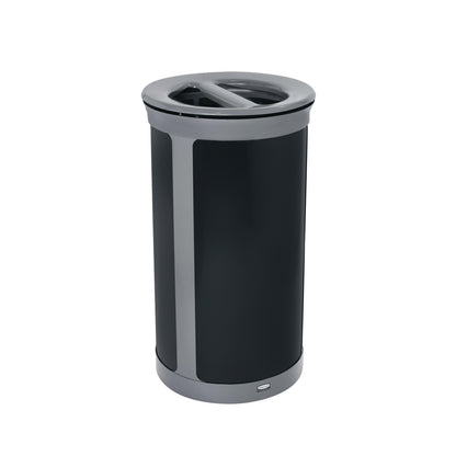 Rubbermaid® Commercial ENHANCE Series Waste Receptacle, Dual Top Hole, 33 gal, Metal, Pearl Gray/Umbra Gray (RCP2172847)