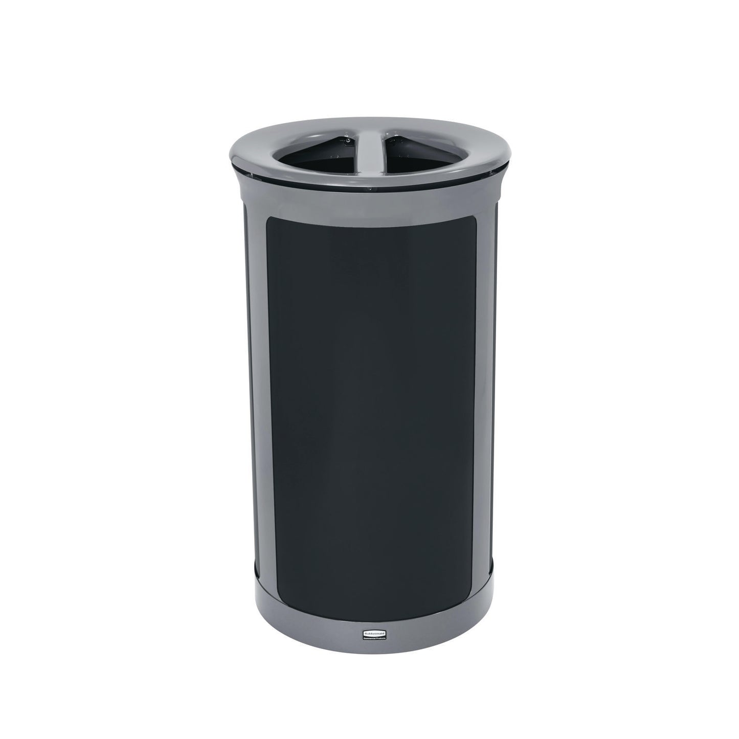 Rubbermaid® Commercial ENHANCE Series Waste Receptacle, Dual Top Hole, 33 gal, Metal, Pearl Gray/Umbra Gray (RCP2172847)