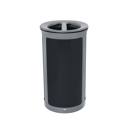 Rubbermaid® Commercial ENHANCE Series Waste Receptacle, Dual Top Hole, 33 gal, Metal, Pearl Gray/Umbra Gray (RCP2172847)