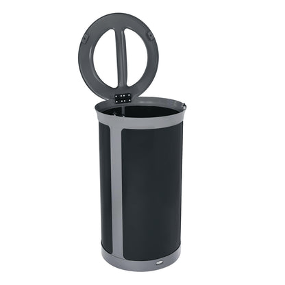 Rubbermaid® Commercial ENHANCE Series Waste Receptacle, Dual Top Hole, 33 gal, Metal, Pearl Gray/Umbra Gray (RCP2172847)