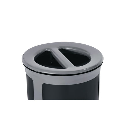 Rubbermaid® Commercial ENHANCE Series Waste Receptacle, Dual Top Hole, 33 gal, Metal, Pearl Gray/Umbra Gray (RCP2172847)