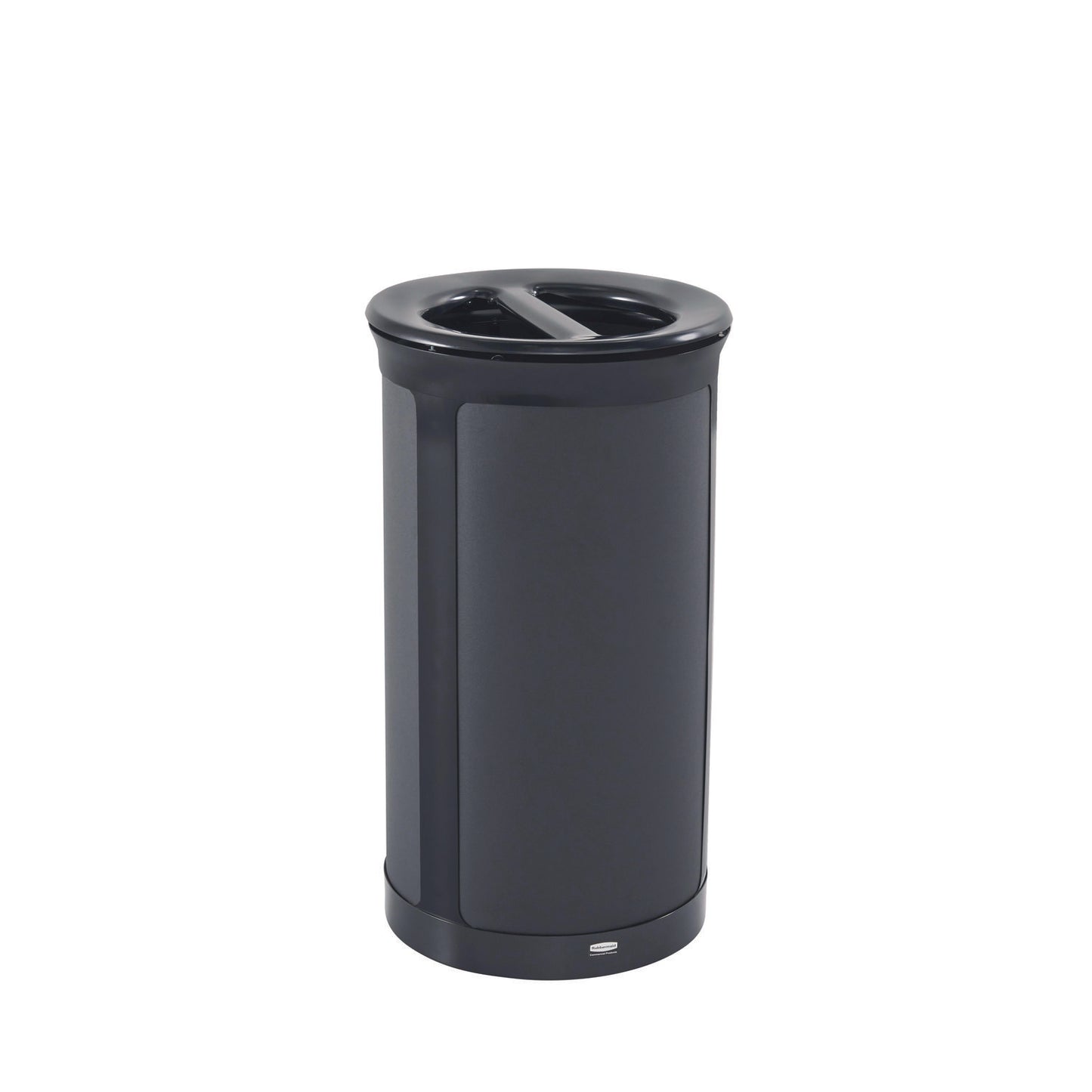 Rubbermaid® Commercial ENHANCE Series Waste Receptacle, Dual Top Hole, 33 gal, Metal, Jet Black Metallic (RCP2172848)