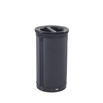 Rubbermaid® Commercial ENHANCE Series Waste Receptacle, Dual Top Hole, 33 gal, Metal, Jet Black Metallic (RCP2172848)