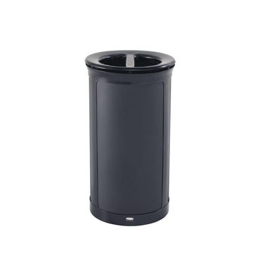 Rubbermaid® Commercial ENHANCE Series Waste Receptacle, Dual Top Hole, 33 gal, Metal, Jet Black Metallic (RCP2172848)