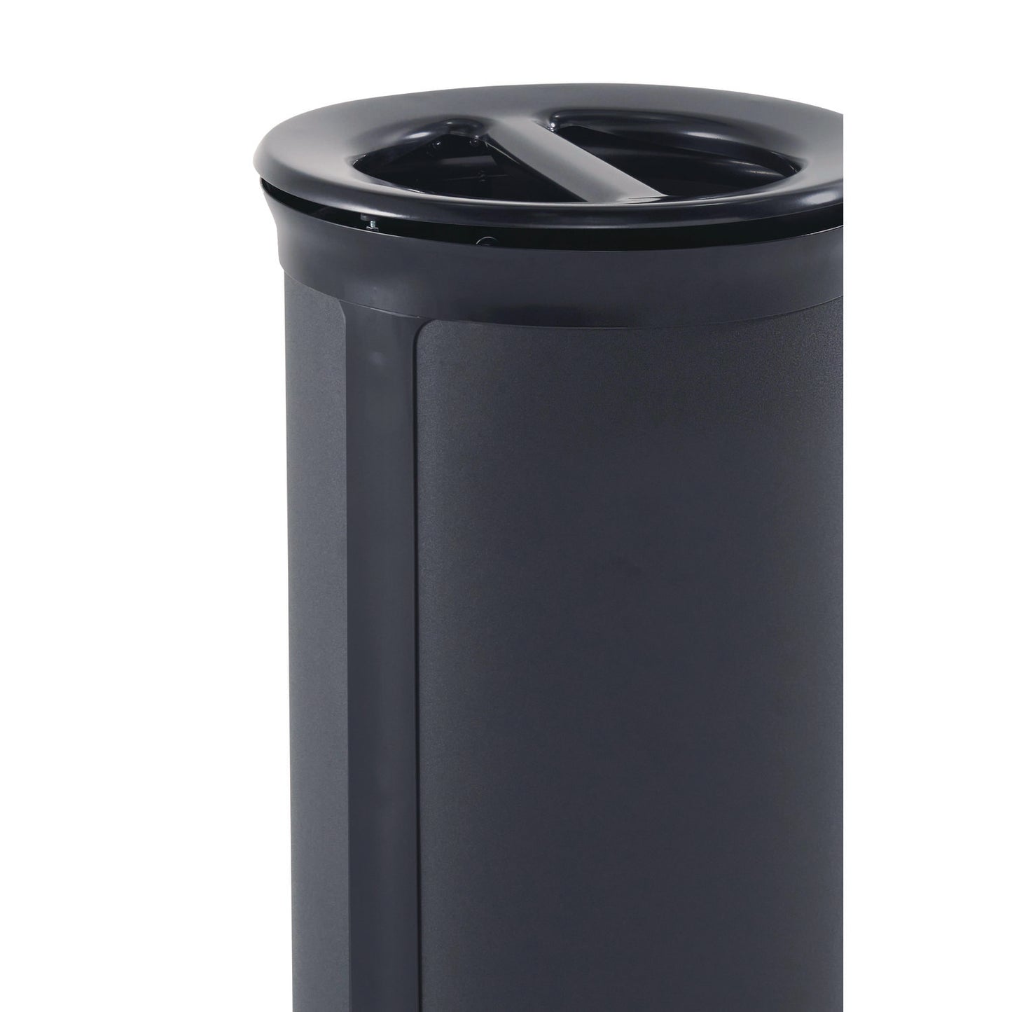 Rubbermaid® Commercial ENHANCE Series Waste Receptacle, Dual Top Hole, 33 gal, Metal, Jet Black Metallic (RCP2172848)