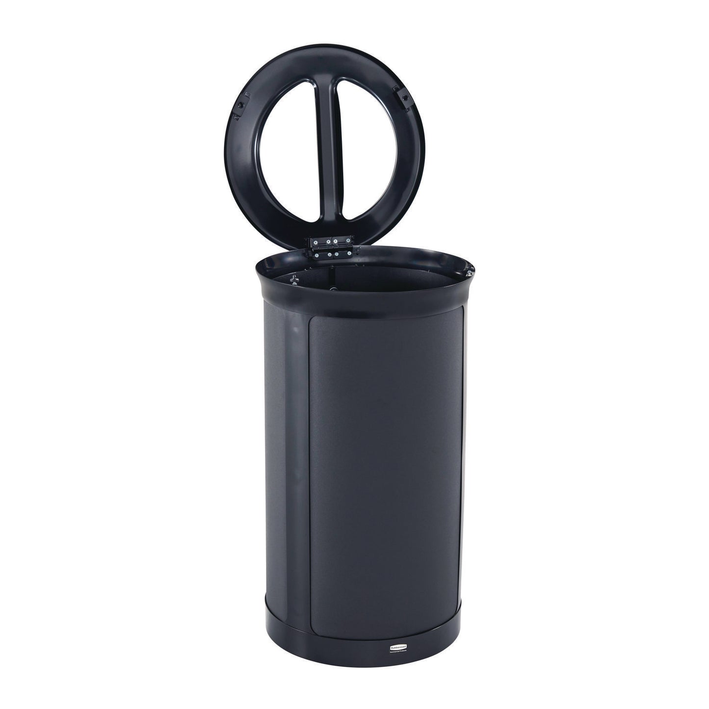 Rubbermaid® Commercial ENHANCE Series Waste Receptacle, Dual Top Hole, 33 gal, Metal, Jet Black Metallic (RCP2172848)