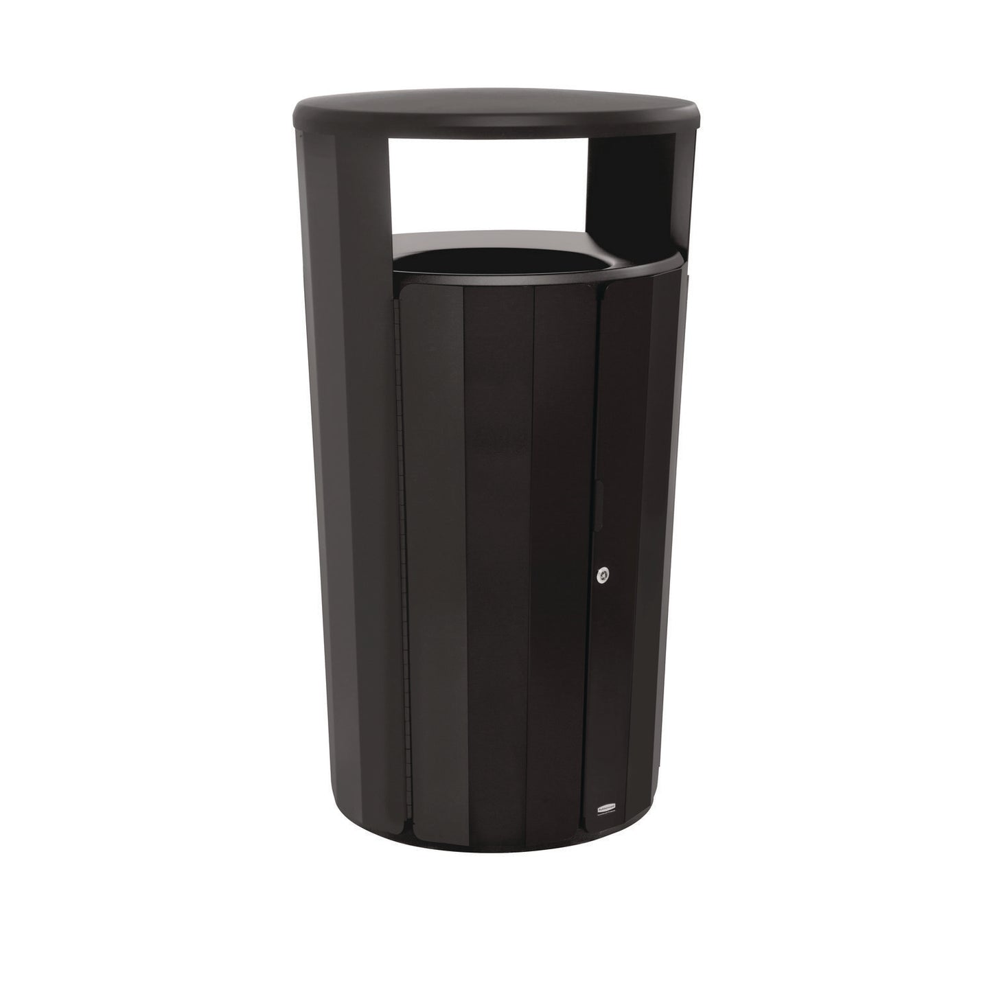 Rubbermaid® Commercial RESIST Round Waste Container, 45 gal, Metal, Textured Black/Black Gloss (RCP2184979)