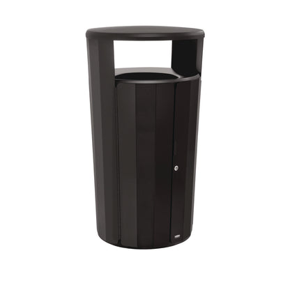 Rubbermaid® Commercial RESIST Round Waste Container, 45 gal, Metal, Textured Black/Black Gloss (RCP2184979)