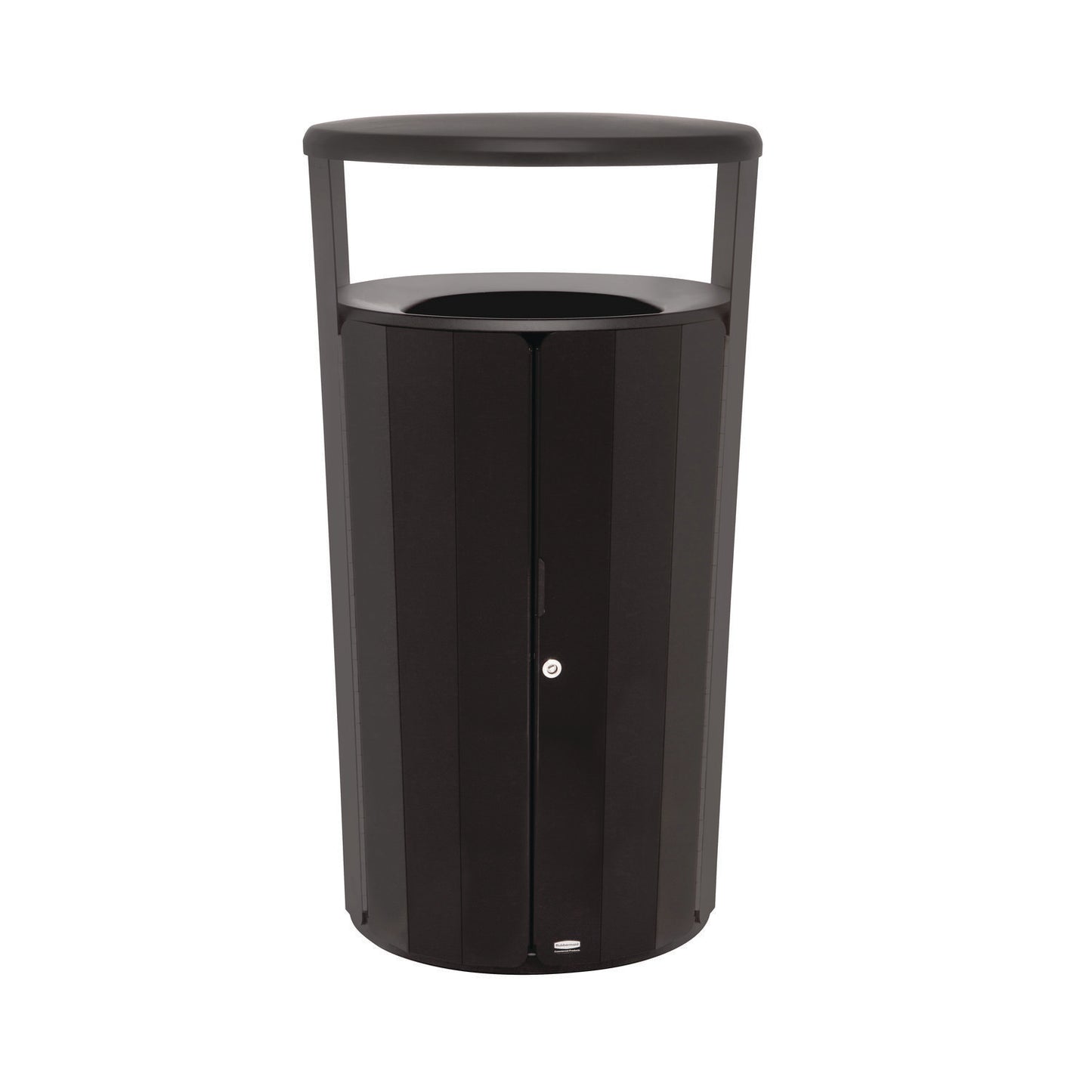 Rubbermaid® Commercial RESIST Round Waste Container, 45 gal, Metal, Textured Black/Black Gloss (RCP2184979)