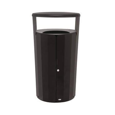 Rubbermaid® Commercial RESIST Round Waste Container, 45 gal, Metal, Textured Black/Black Gloss (RCP2184979)