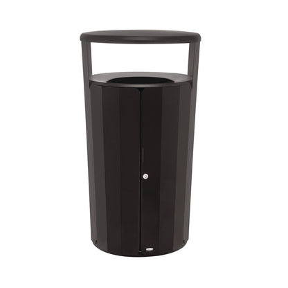 Rubbermaid® Commercial RESIST Round Waste Container, 45 gal, Metal, Textured Black/Black Gloss (RCP2184979)