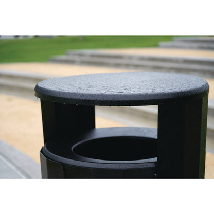 Rubbermaid® Commercial RESIST Round Waste Container, 45 gal, Metal, Textured Black/Black Gloss (RCP2184979)