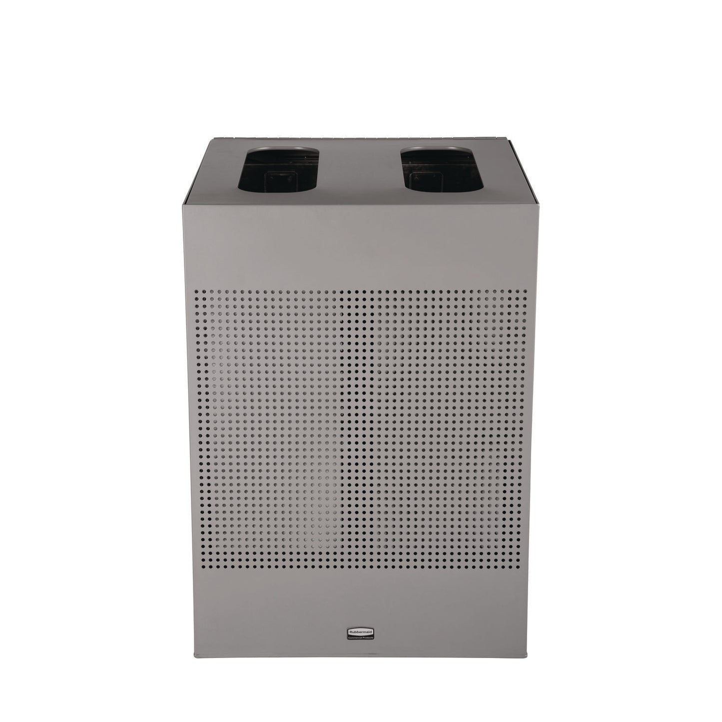 Rubbermaid® Commercial Designer Line Silhouettes Waste Receptacle, 34 gal, Steel, Silver Metallic (RCP2182675)