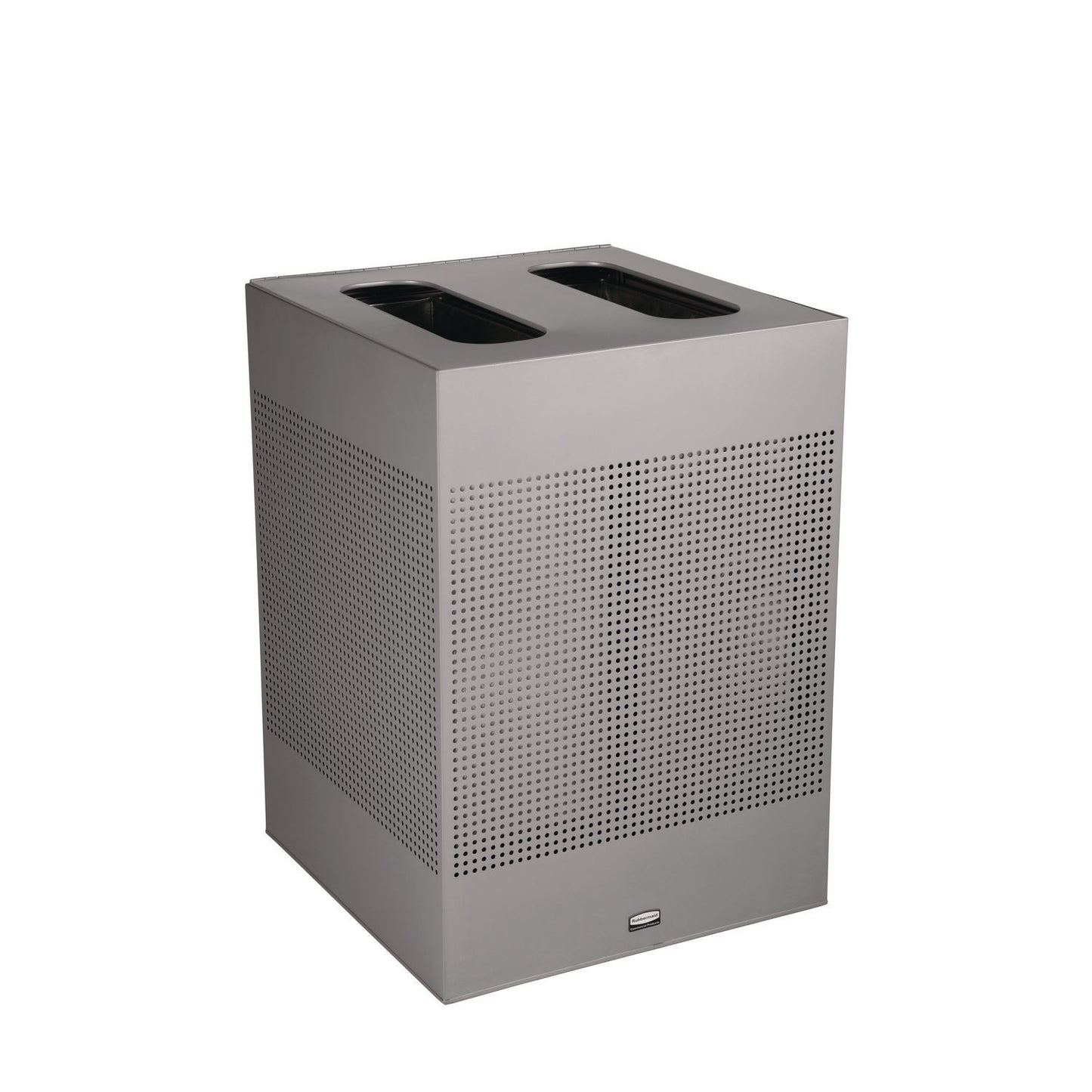 Rubbermaid® Commercial Designer Line Silhouettes Waste Receptacle, 34 gal, Steel, Silver Metallic (RCP2182675)