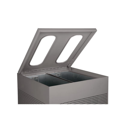 Rubbermaid® Commercial Designer Line Silhouettes Waste Receptacle, 34 gal, Steel, Silver Metallic (RCP2182675)