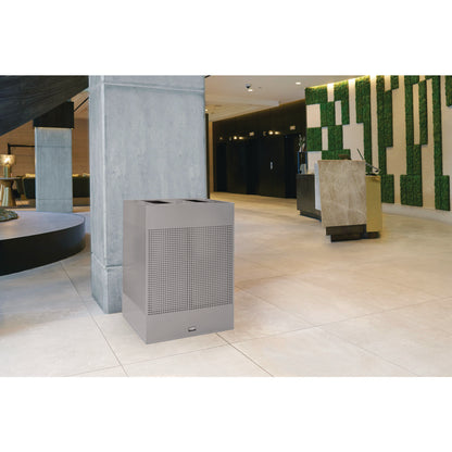 Rubbermaid® Commercial Designer Line Silhouettes Waste Receptacle, 34 gal, Steel, Silver Metallic (RCP2182675)