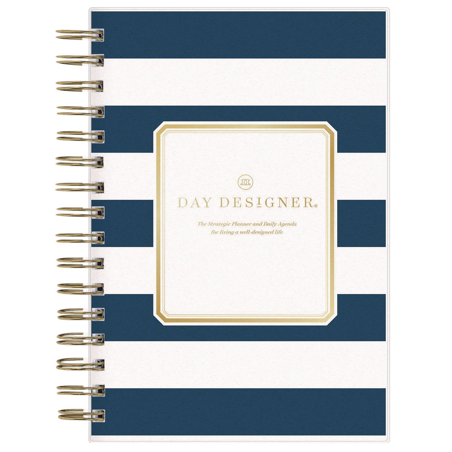 Blue Sky® Day Designer Navy Stripe Daily/Monthly Planner, Horizontal Stripe Artwork, 8 x 5, Navy/White Cover, 12-Month (Jan-Dec): 2026 (BLS103623)